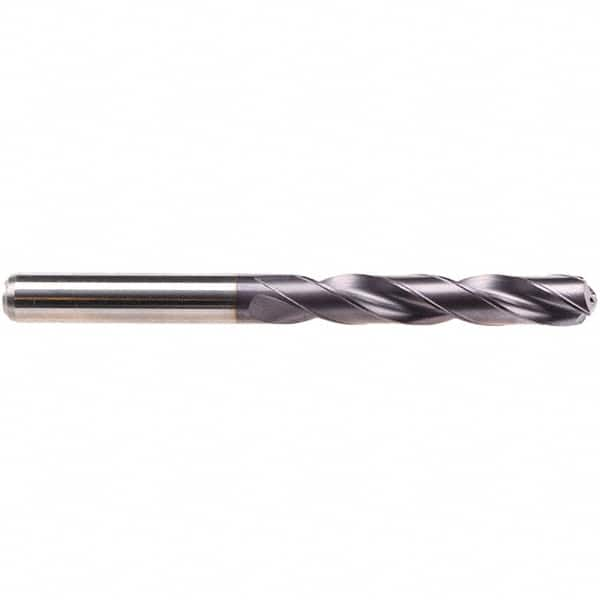 Jobber Length Drill Bit: 0.4035″ Dia, 140 °, Solid Carbide TiAlN Finish, Right Hand Cut, Spiral Flute, Straight-Cylindrical Shank