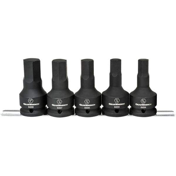 GearWrench - 5 Piece 3/4" Drive Hex Bit Socket Set - 9/16 to 1" Hex - All Tool & Supply