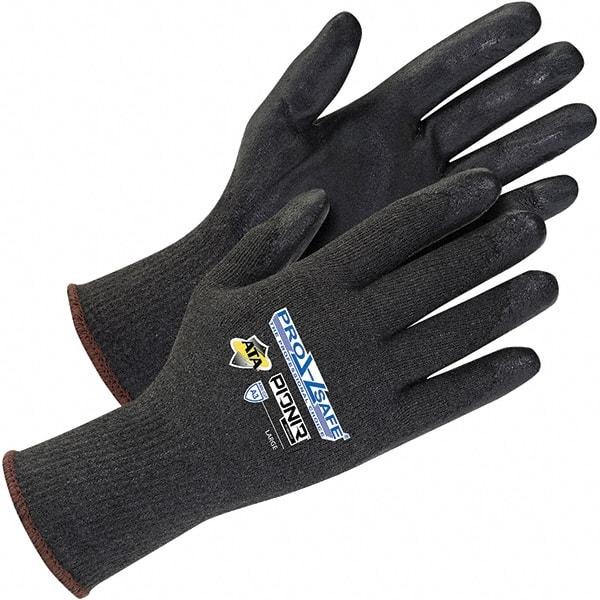 PRO-SAFE - Size L (9), ANSI Cut Lvl A2, Foam Nitrile Coated ATA PioNIR Cut Resistant Gloves - Palm & Fingers Coated, Black/Brown, Paired - All Tool & Supply