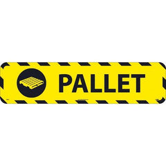 NMC - Pallet, Anti-Skid Pressure-Sensitive Vinyl Floor Sign - Rectangle, Black on Yellow, Adhesive Backed, For Restroom, Janitorial & Housekeeping - All Tool & Supply