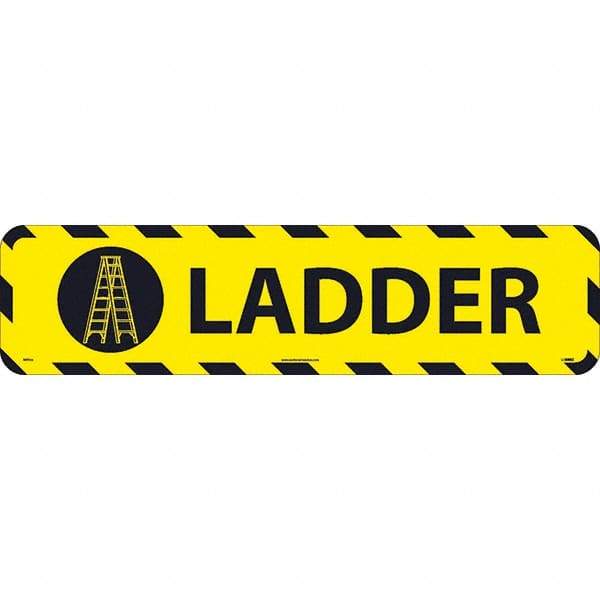 NMC - Ladder, Anti-Skid Pressure-Sensitive Vinyl Floor Sign - Rectangle, Black on Yellow, Adhesive Backed, For Restroom, Janitorial & Housekeeping - All Tool & Supply