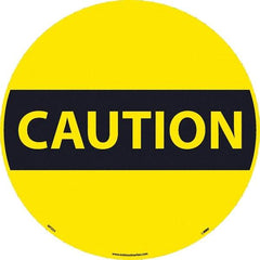 NMC - Caution, Anti-Skid Pressure-Sensitive Vinyl Floor Sign - Round, Black on Yellow, Adhesive Backed, For Restroom, Janitorial & Housekeeping - All Tool & Supply