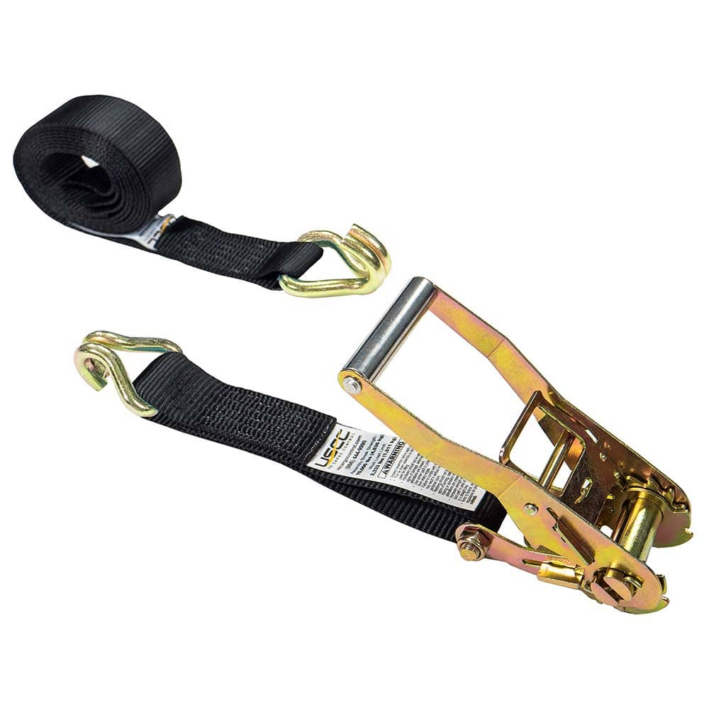 US Cargo Control - Slings & Tiedowns (Load-Rated); Type: Ratchet Tie Down ; Length (Feet): 12 ; Basket Capacity (Lb.): 3333 ; Material: Polyester ; Color: Black - Exact Industrial Supply