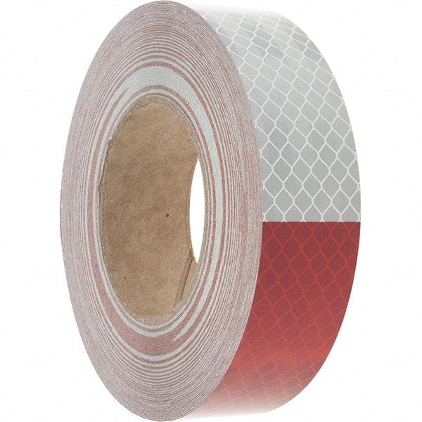 3M - 1-1/2" Wide, Red/White Reflective OSHA Conspicuity Tape - Stick-On - All Tool & Supply