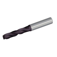 Kennametal - 17.9mm 180° Spiral Flute Solid Carbide Screw Machine Drill Bit - AlTiN Finish, Right Hand Cut, 73mm Flute Length, 123mm OAL, Straight Shank, Through Coolant - All Tool & Supply