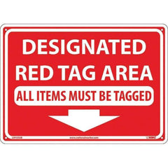 NMC - "Designated Red Tag Area All Items Must Be Tagged", 10" Long x 14" Wide, Aluminum Safety Sign - Rectangular, Use for Workplace/Safety - All Tool & Supply