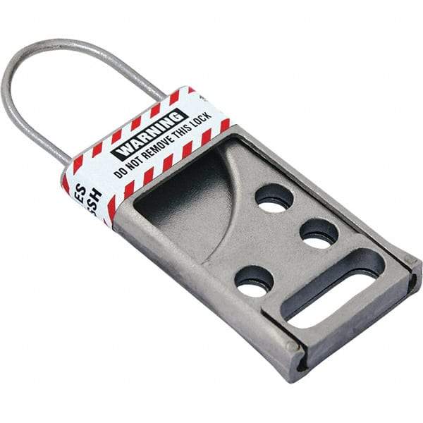 NMC - Single Jaw, 2" Jaw Diam, 6 PadLocks, Stainless Steel Lockout Hasp - Slide, 3-1/2" Long x 2-1/2" Wide, Gray - All Tool & Supply