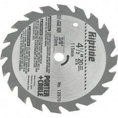 Porter-Cable - 4-1/2" Diam, 3/8" Arbor Hole Diam, 20 Tooth Wet & Dry Cut Saw Blade - Carbide-Tipped, Ripping Action, Standard Round Arbor - All Tool & Supply