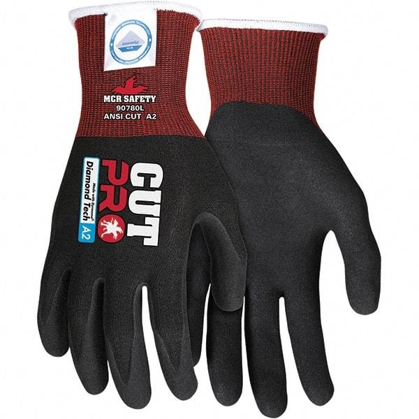 MCR Safety - Size M, ANSI Cut Lvl A4, Nitrile Coated Dyneema or Dyneema Alternative Cut Resistant Gloves - Palm & Fingers Coated, Dyneema Lining, Knit Wrist, Black, Paired - All Tool & Supply