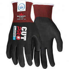 MCR Safety - Size S, ANSI Cut Lvl A4, Nitrile Coated Dyneema or Dyneema Alternative Cut Resistant Gloves - Palm & Fingers Coated, Dyneema Lining, Knit Wrist, Black, Paired - All Tool & Supply