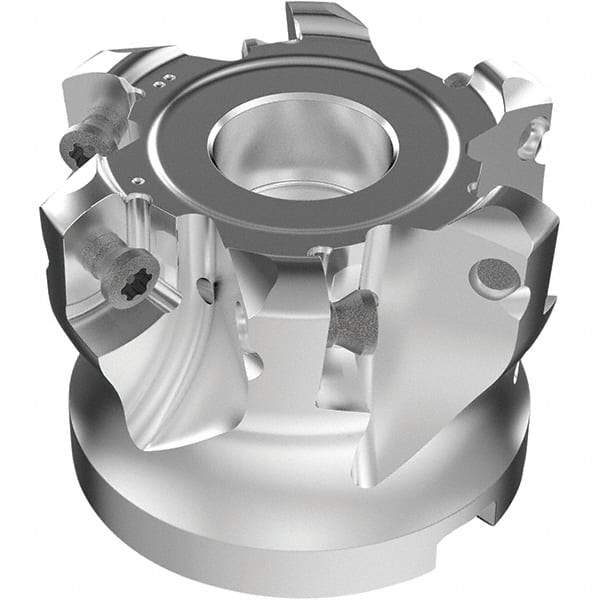 Seco - 6 Inserts, 37.8mm Cutter Diam, 1.8mm Max Depth of Cut, Indexable High-Feed Face Mill - 19.05mm Arbor Hole Diam, 0.185" Keyway Width, 1-1/2" High, R220.21-LP09 Toolholder, LPKT09 Inserts, Series High Feed - All Tool & Supply