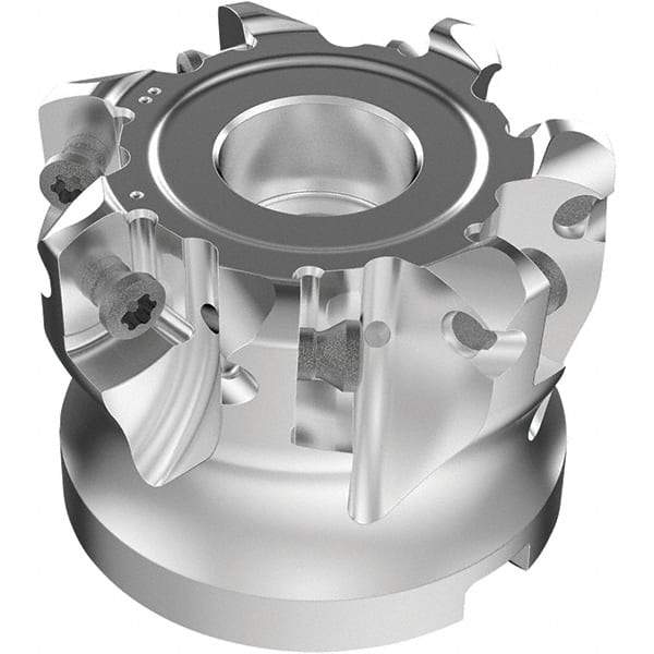 Seco - 7 Inserts, 37.9mm Cutter Diam, 1.8mm Max Depth of Cut, Indexable High-Feed Face Mill - 19.05mm Arbor Hole Diam, 0.185" Keyway Width, 1-1/2" High, R220.21-LP09 Toolholder, LPKT09 Inserts, Series High Feed - All Tool & Supply