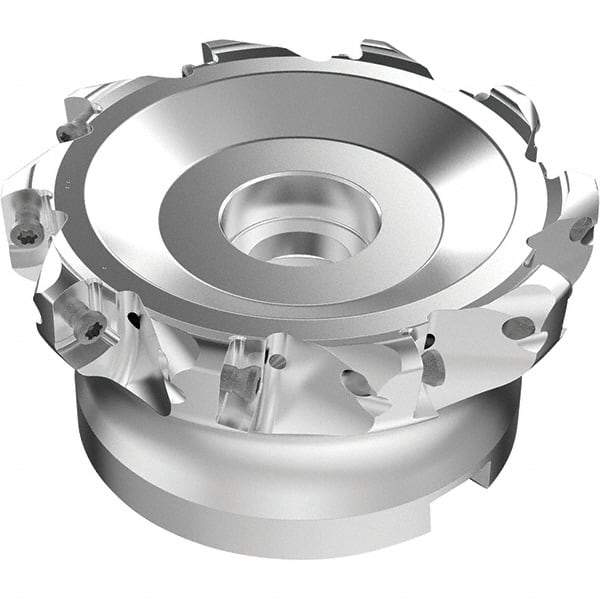 Seco - 10 Inserts, 87mm Cutter Diam, 1.8mm Max Depth of Cut, Indexable High-Feed Face Mill - 32mm Arbor Hole Diam, 0.5669" Keyway Width, 50mm High, R220.21-LP09 Toolholder, LPKT09 Inserts, Series High Feed - All Tool & Supply