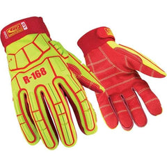 Ringers Gloves - Size S, ANSI Cut Lvl A5, PVC Cut & Puncture Resistant Gloves - Slip-On Cuff, Hi-Vis Yellow/Red, Paired - All Tool & Supply