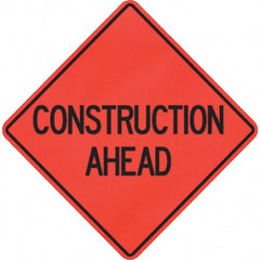 PRO-SAFE - "Construction Ahead," 48" Wide x 48" High Vinyl Traffic Control Sign - All Tool & Supply