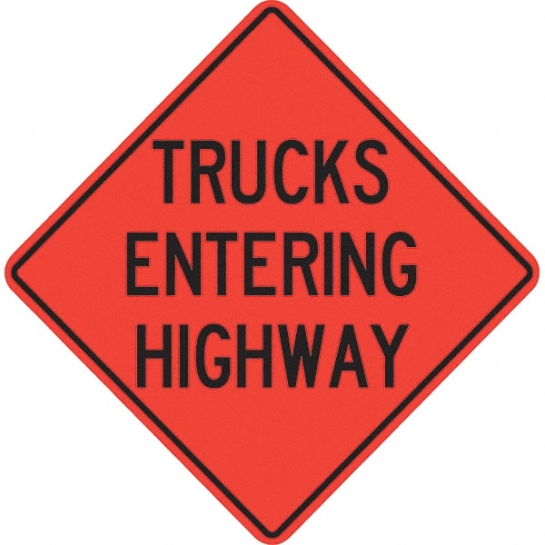 PRO-SAFE - "Trucks Entering Highway," 36" Wide x 36" High Vinyl Traffic Control Sign - All Tool & Supply