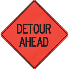 PRO-SAFE - "Detour Ahead," 48" Wide x 48" High Vinyl Traffic Control Sign - All Tool & Supply