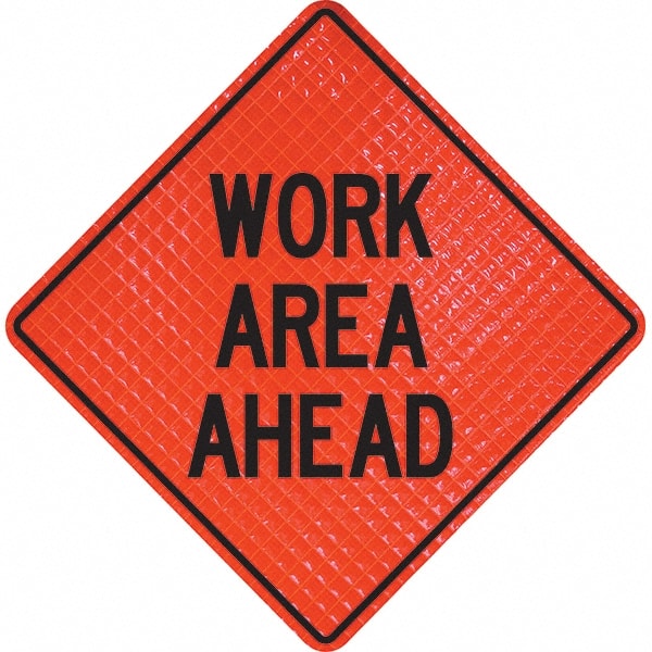 PRO-SAFE - "Work Area Ahead," 36" Wide x 36" High Vinyl Traffic Control Sign - All Tool & Supply