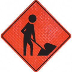 PRO-SAFE - Worker Digging, 36" Wide x 36" High Vinyl Traffic Control Sign - All Tool & Supply