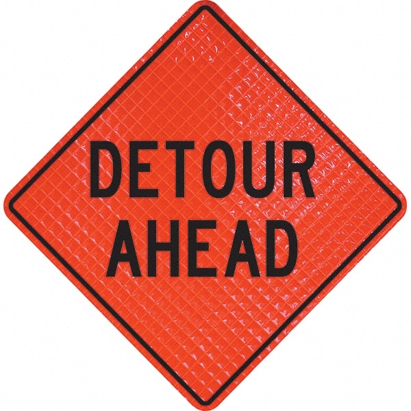 PRO-SAFE - "Detour Ahead," 36" Wide x 36" High Vinyl Traffic Control Sign - All Tool & Supply