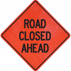 PRO-SAFE - "Road Closed Ahead," 48" Wide x 48" High Vinyl Traffic Control Sign - All Tool & Supply