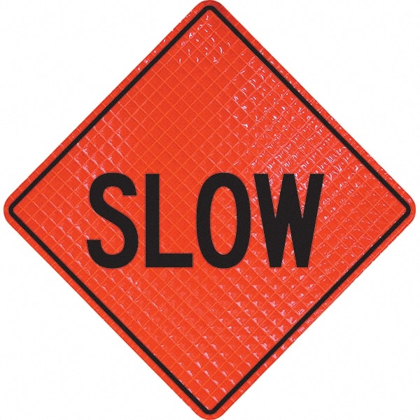 PRO-SAFE - "Slow," 48" Wide x 48" High Vinyl Traffic Control Sign - All Tool & Supply