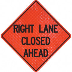 PRO-SAFE - "Right Lane Closed Ahead," 48" Wide x 48" High Vinyl Traffic Control Sign - All Tool & Supply