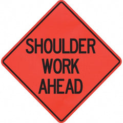 PRO-SAFE - "Shoulder Work Ahead," 48" Wide x 48" High Vinyl Traffic Control Sign - All Tool & Supply