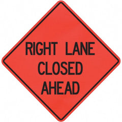 PRO-SAFE - "Right Lane Closed Ahead," 36" Wide x 36" High Vinyl Traffic Control Sign - Exact Industrial Supply