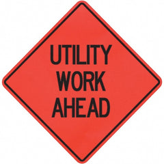 PRO-SAFE - "Utility Work Ahead," 36" Wide x 36" High Vinyl Traffic Control Sign - All Tool & Supply