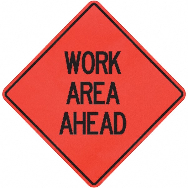 PRO-SAFE - "Work Area Ahead," 36" Wide x 36" High Vinyl Traffic Control Sign - All Tool & Supply