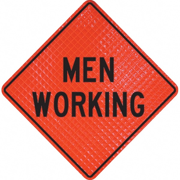 PRO-SAFE - "Men Working," 36" Wide x 36" High Vinyl Traffic Control Sign - All Tool & Supply