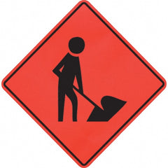 PRO-SAFE - Worker Digging, 48" Wide x 48" High Vinyl Traffic Control Sign - All Tool & Supply