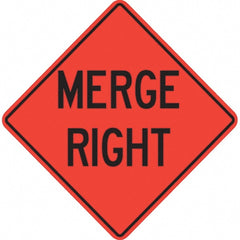 PRO-SAFE - "Merge Right," 36" Wide x 36" High Vinyl Traffic Control Sign - All Tool & Supply