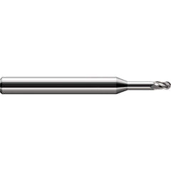 Ball End Mill: 0.08″ Dia, 0.12″ LOC, 3 Flute, Solid Carbide 2-1/2″ OAL, 1/8″ Shank Dia, 30 ° Helix, Uncoated, Single End