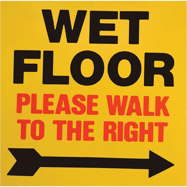 PRO-SAFE - Wet Floor Walk To The Right, 8" Wide x 8" High, Polypropylene Square Floor Sign - All Tool & Supply