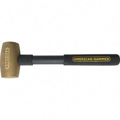 American Hammer - 3-1/2 Lb Brass Nonsparking Hammer - 14" OAL, 3-1/2" Head Length, 2" Face Diam, 14" Steel with Grip Handle - All Tool & Supply