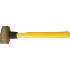 American Hammer - 3-1/2 Lb Brass Nonsparking Hammer - 16" OAL, 3-1/2" Head Length, 2" Face Diam, 14" Fiberglass with Grip Handle - All Tool & Supply