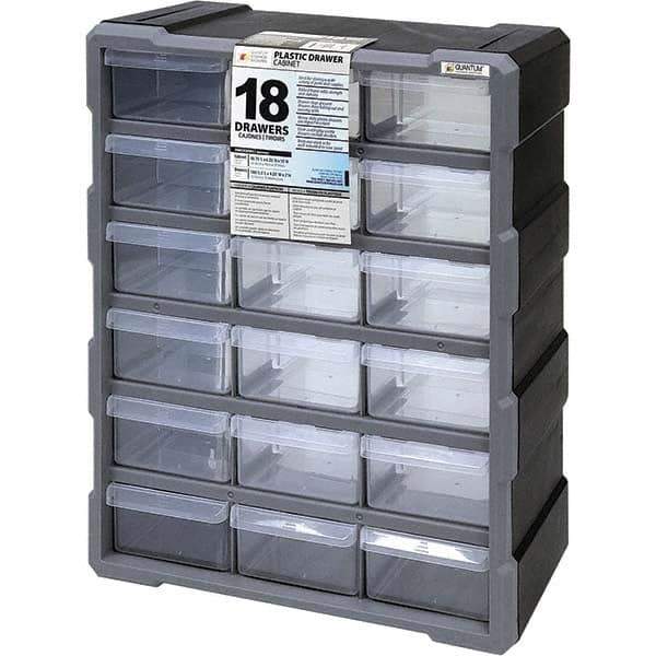 Quantum Storage - 18 Drawer, Small Parts Drawer Cabinet System - 18-3/4" Deep x 6-1/4" Wide x 15" High - All Tool & Supply