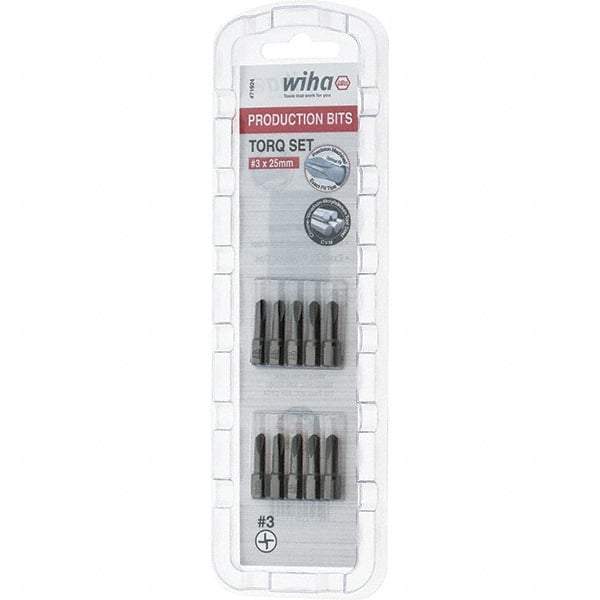 Wiha - 1/4" Drive, #3 Torq-Set Screwdriver Bit - 1" OAL - All Tool & Supply