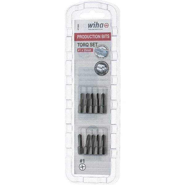 Wiha - 1/4" Drive, #1 Torq-Set Screwdriver Bit - 1" OAL - All Tool & Supply