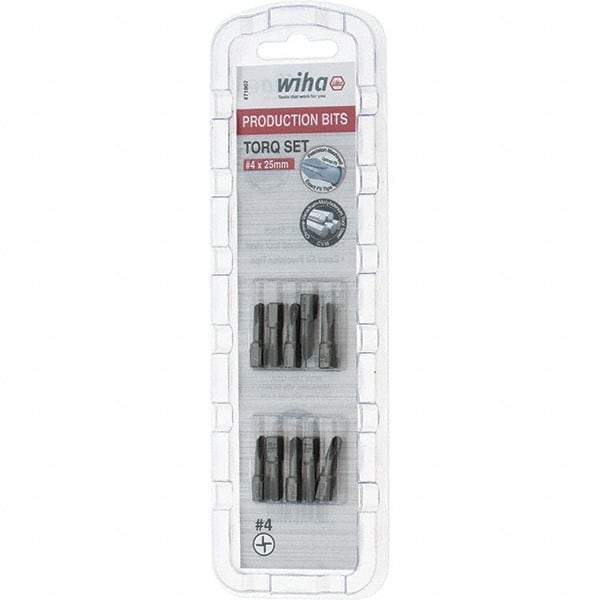 Wiha - 1/4" Drive, #4 Torq-Set Screwdriver Bit - 1" OAL - All Tool & Supply