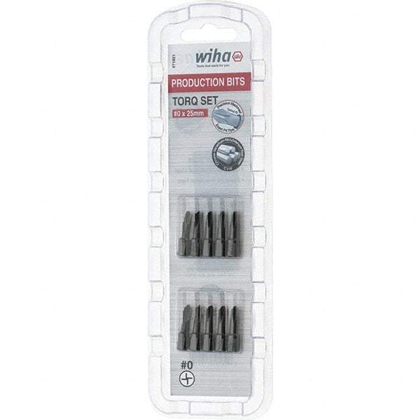 Wiha - 1/4" Drive, #0 Torq-Set Screwdriver Bit - 1" OAL - All Tool & Supply