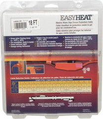 EasyHeat - 18' Long, Preassembled, Fixed Length, Fixed Wattage, Protection Heat Cable - 120 Input Volts, 126 Watts - All Tool & Supply