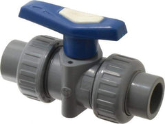 Simtech - 1/2" Pipe, Full Port, CPVC True Union Design Ball Valve - Inline - Two Way Flow, FNPT x FNPT (with Socket Adapter) Ends, Tee Handle, 232 WOG - All Tool & Supply