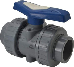 Simtech - 1-1/2" Pipe, Full Port, CPVC True Union Design Ball Valve - Inline - Two Way Flow, FNPT x FNPT (with Socket Adapter) Ends, Tee Handle, 232 WOG - All Tool & Supply