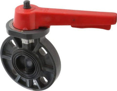 Simtech - 2" Pipe, Wafer Butterfly Valve - Lever Handle, PVC Body, EPDM Seat, 150 WOG, Polypropylene Disc, Stainless Steel Stem - All Tool & Supply