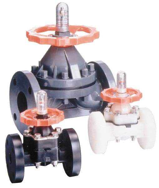 Simtech - 1-1/2" Pipe, 150 Max psi, Diaphragm Valve - Flanged End Connection, PVC, Viton Seal - All Tool & Supply