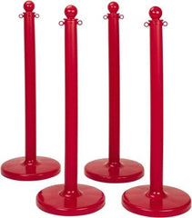 PRO-SAFE - 41" High, 3" Pole Diam, Warning Post - 16" Base Diam, Round Plastic Base, Red Plastic Post, For Outdoor Use - All Tool & Supply