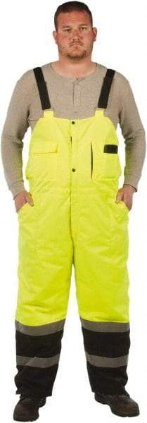 Utility Pro Wear - Size 5XL, Black/Yellow, Snap, Cold Weather Bib Overall - Polyester, Teflon, 5 Pockets, Teflon Fabric Protector, Adjustable Straps, Zipper/Snap Bottom - All Tool & Supply